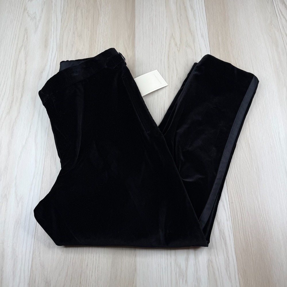 NWT Suitsupply Brescia Mens Black Straight Leg Soft Velvet Trouser Pants Size 34